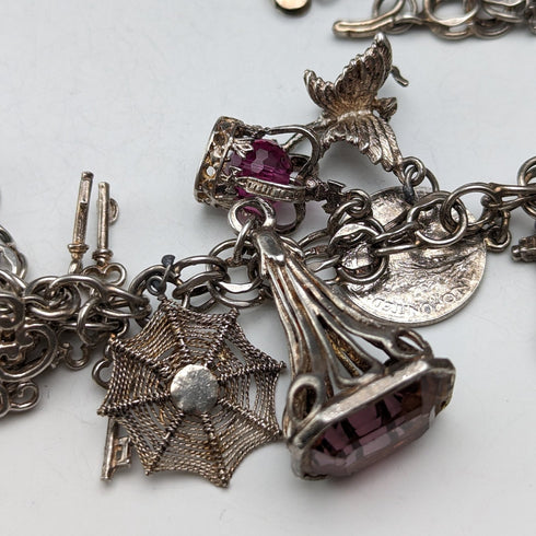 1980 British Vintage Sterling Silver Charm Bracelet 75g
